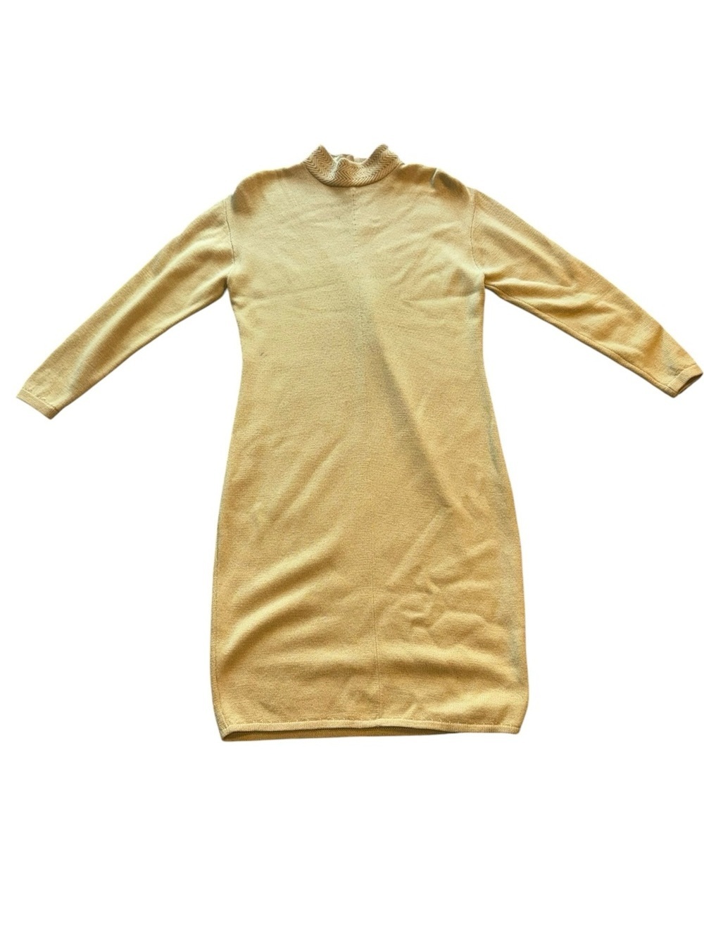 VINTAGE ST. JOHN marie gray cream mock turtle neck Sweater mini Dress sz 10